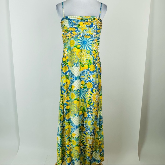 anacapri midi dress Runaway The Label Benito Dress in Anacapri Lemon Sun Print Midi Dress Medium